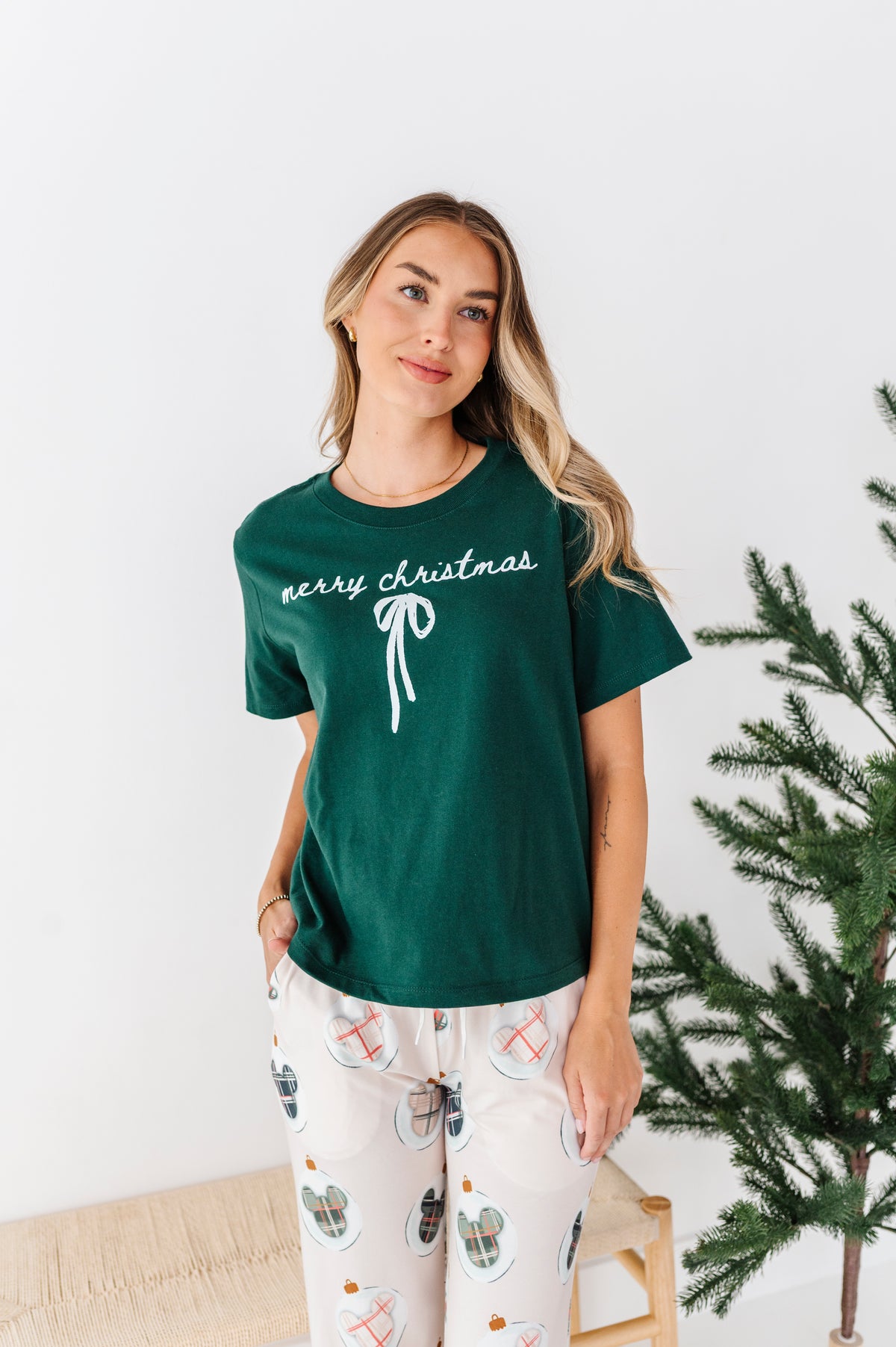 Merry Christmas Bow | (GREEN) ADULT (Both CROP + FULL LENGTH listed here!)
