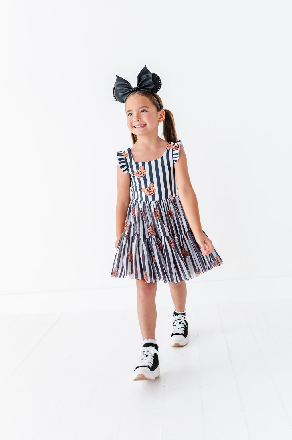 Striped Mickey Pumpkin | KIDS Ruffle Mesh Dress