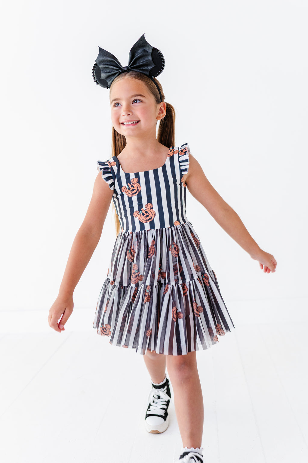 Striped Mickey Pumpkin | KIDS Ruffle Mesh Dress