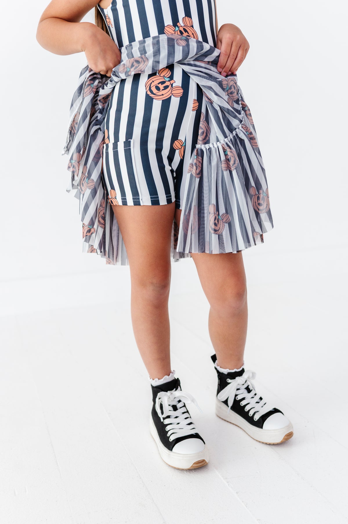 Striped Mickey Pumpkin | KIDS Ruffle Mesh Dress