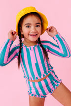 Cabanna Stripes | 1/4th ZIP RASHGUARD 2-PIECE