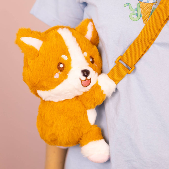 Plush Crossbody Bag: Corgi