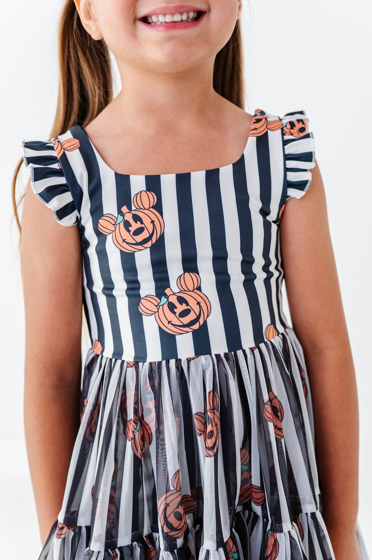 Striped Mickey Pumpkin | KIDS Ruffle Mesh Dress