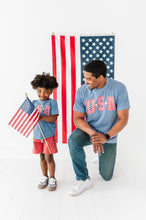 Load image into Gallery viewer, Navy ‘USA’ Check  | BOYS Tee