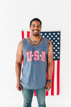 Load image into Gallery viewer, Men’s NAVY ‘USA’ Check Tank