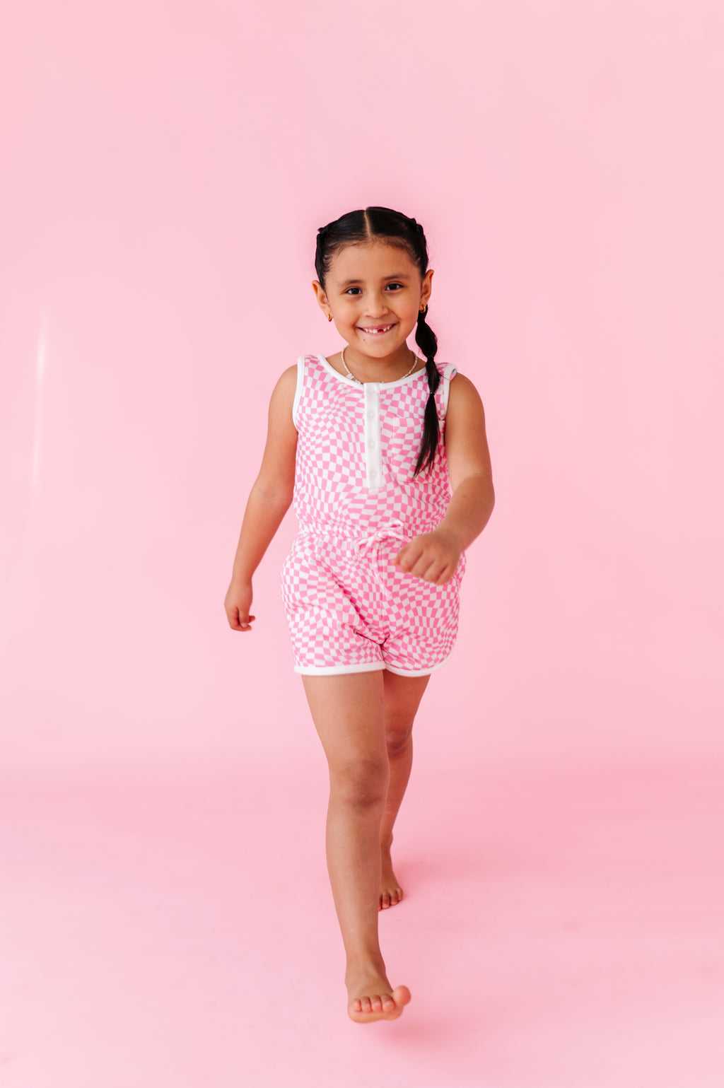 Bubblegum Wave Check | TERRY TANK ROMPER