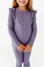 Load image into Gallery viewer, PLUM RIB | Ruffle Long Sleeve