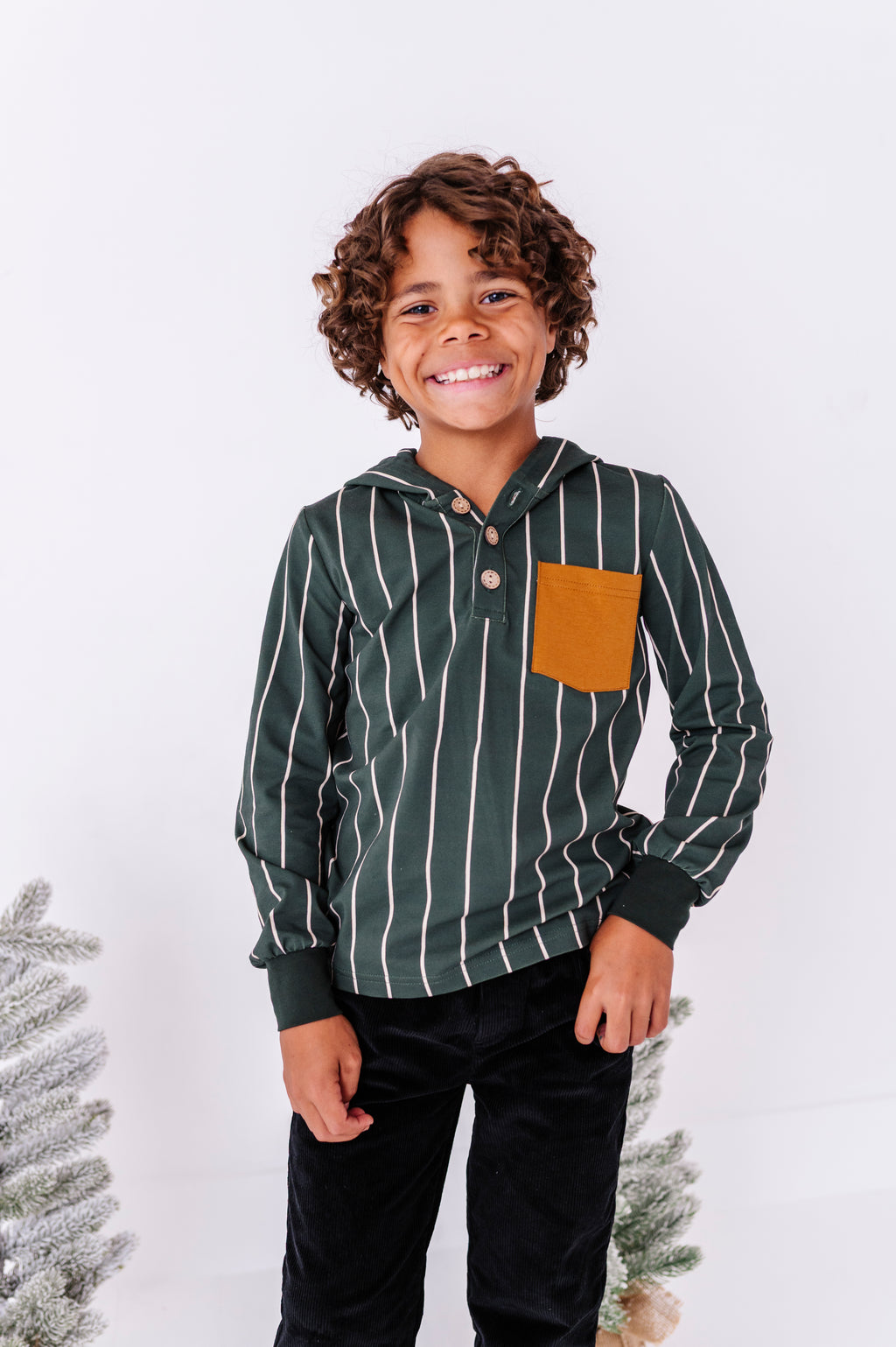 Yuletide Green Stripe | Hoodie Henley