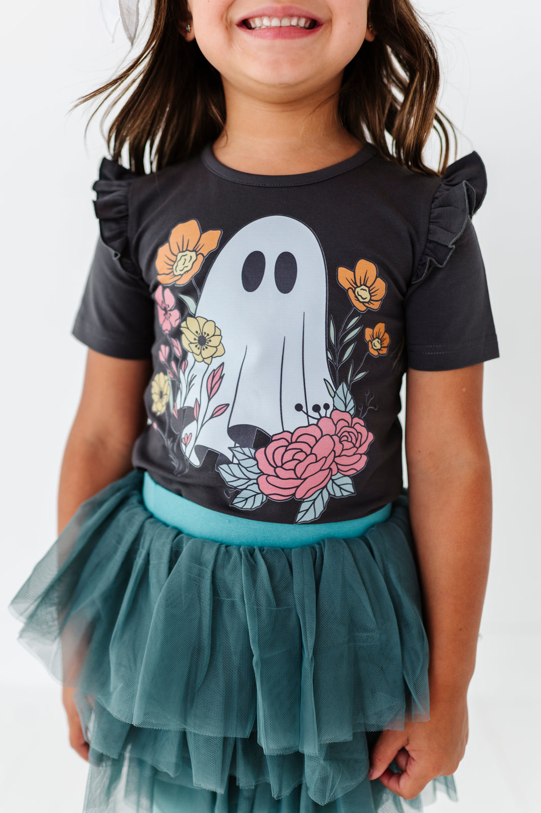 BOHO GHOSTIE | Ruffle Graphic Tee (Charcoal)