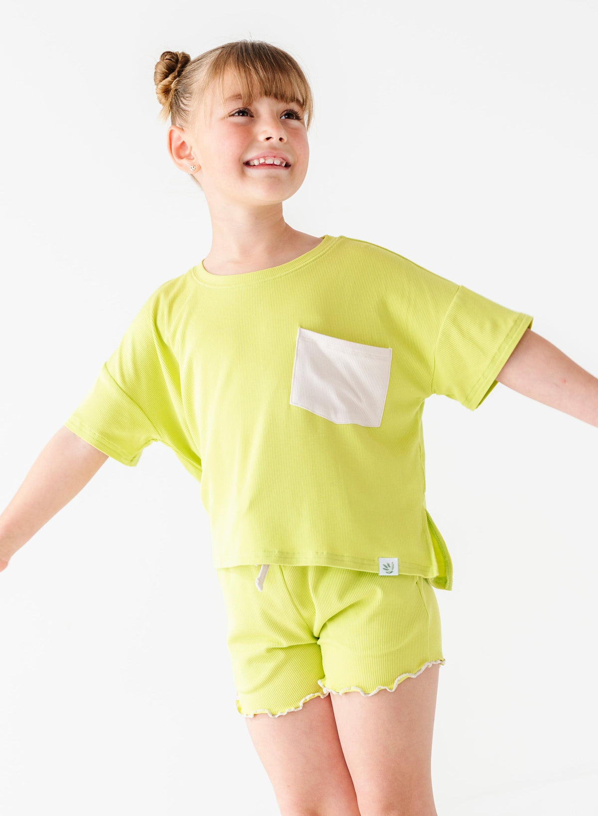 Lime Wedge | Boxy Crop + Shorts RIB Set