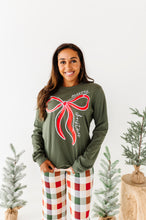 Load image into Gallery viewer, RED BOW (GREEN SHIRT) | Adult Long Sleeve Tee