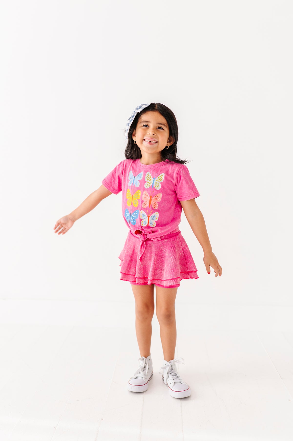 Butterflies | Pink Vintage Front-Tie Tee