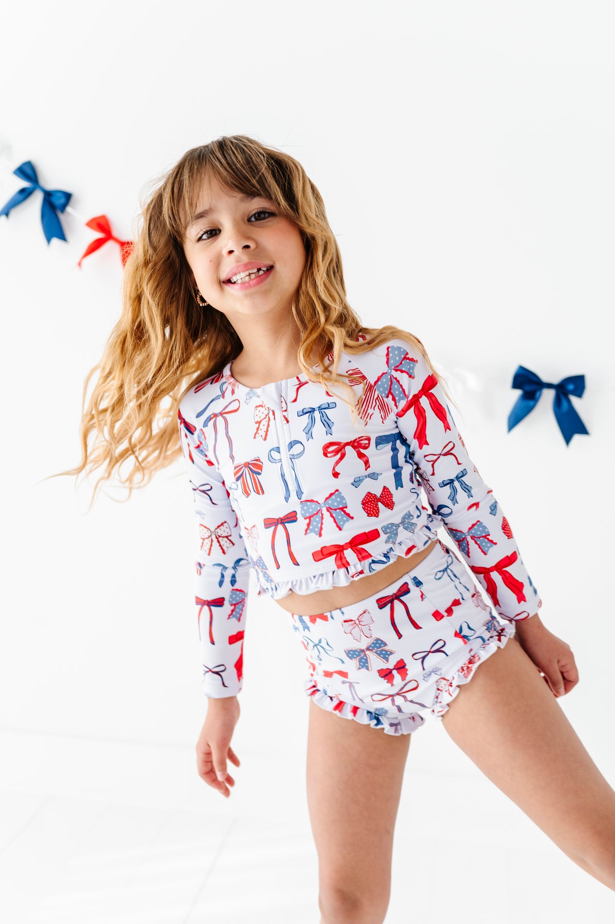 American Girl Bows | 1/4th Zip Rashguard 2-Piece