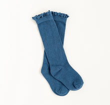 Load image into Gallery viewer, DENIM | Crochet Lace Top Knee-High socks