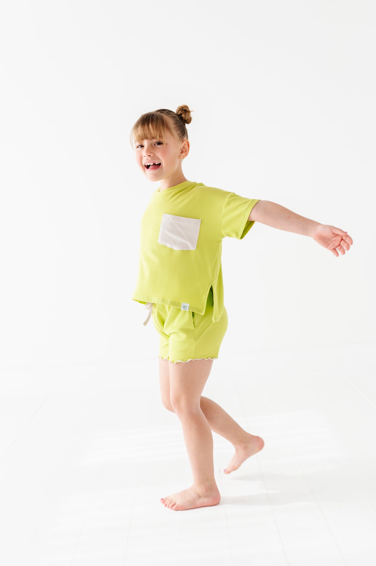 Lime Wedge | Boxy Crop + Shorts RIB Set