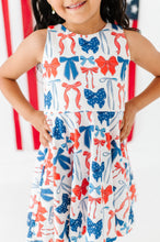 Load image into Gallery viewer, Red, White + BOW | Razorback Dress (with shorts!)