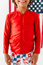 Load image into Gallery viewer, Red Zip ‘USA’ Rashguard | *SHIRT ONLY*