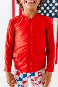 Red Zip ‘USA’ Rashguard | *SHIRT ONLY*
