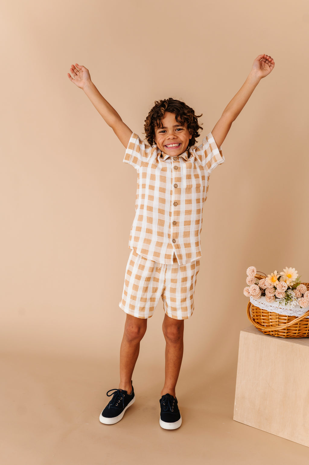 Honey Gingham | BOYS LINEN SET