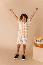 Honey Gingham | BOYS LINEN SET