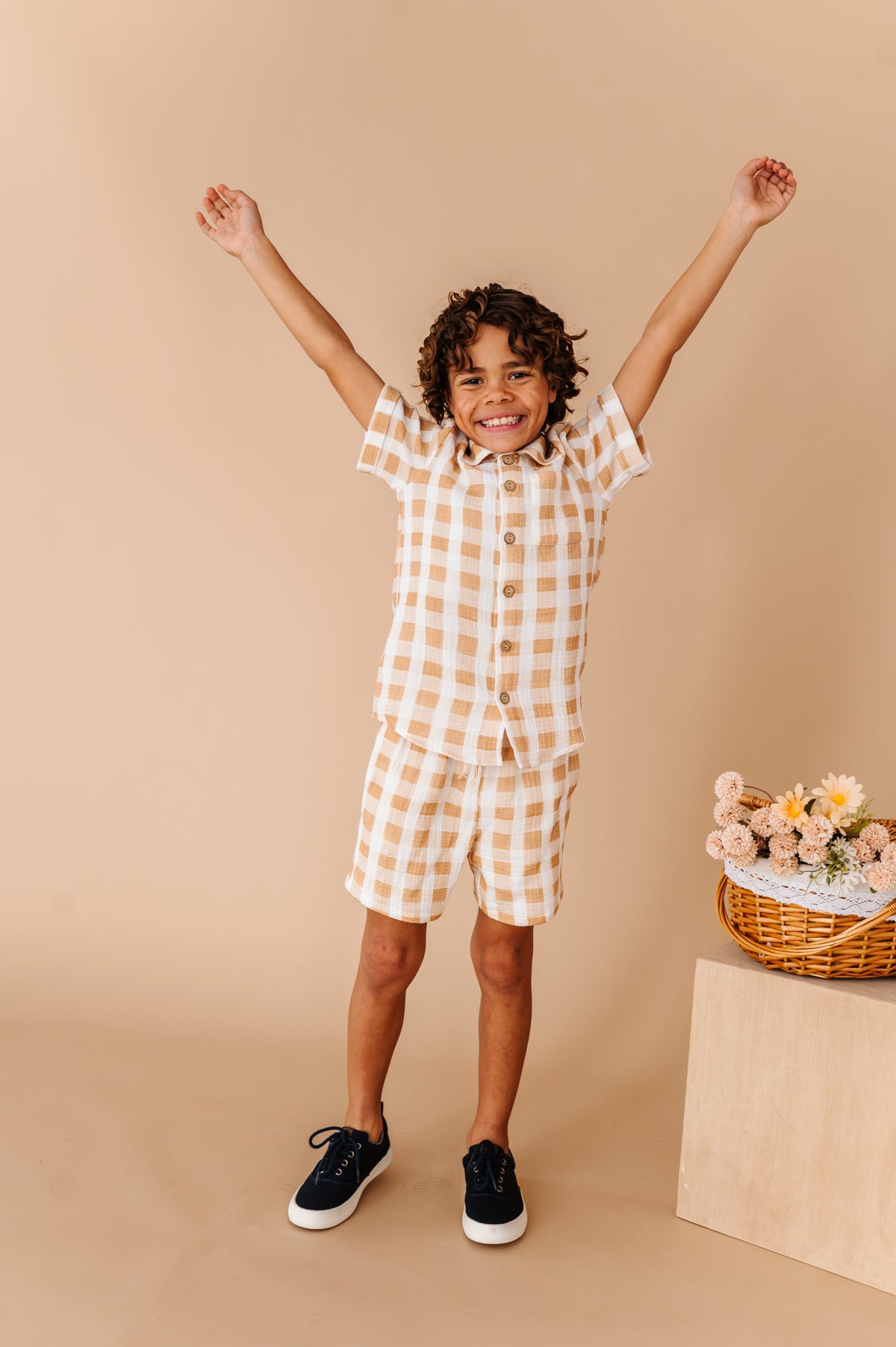 Honey Gingham | BOYS LINEN SET