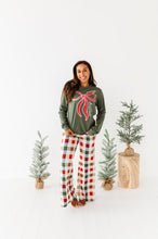Load image into Gallery viewer, RED BOW (GREEN SHIRT) | Adult Long Sleeve Tee