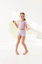 Load image into Gallery viewer, Violet Check: Boy Shorts TWO-PIECE