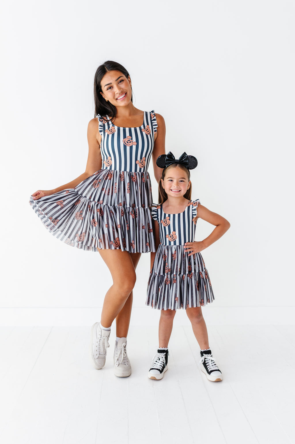 Striped Mickey Pumpkin | ADULT Ruffle Mesh Dress