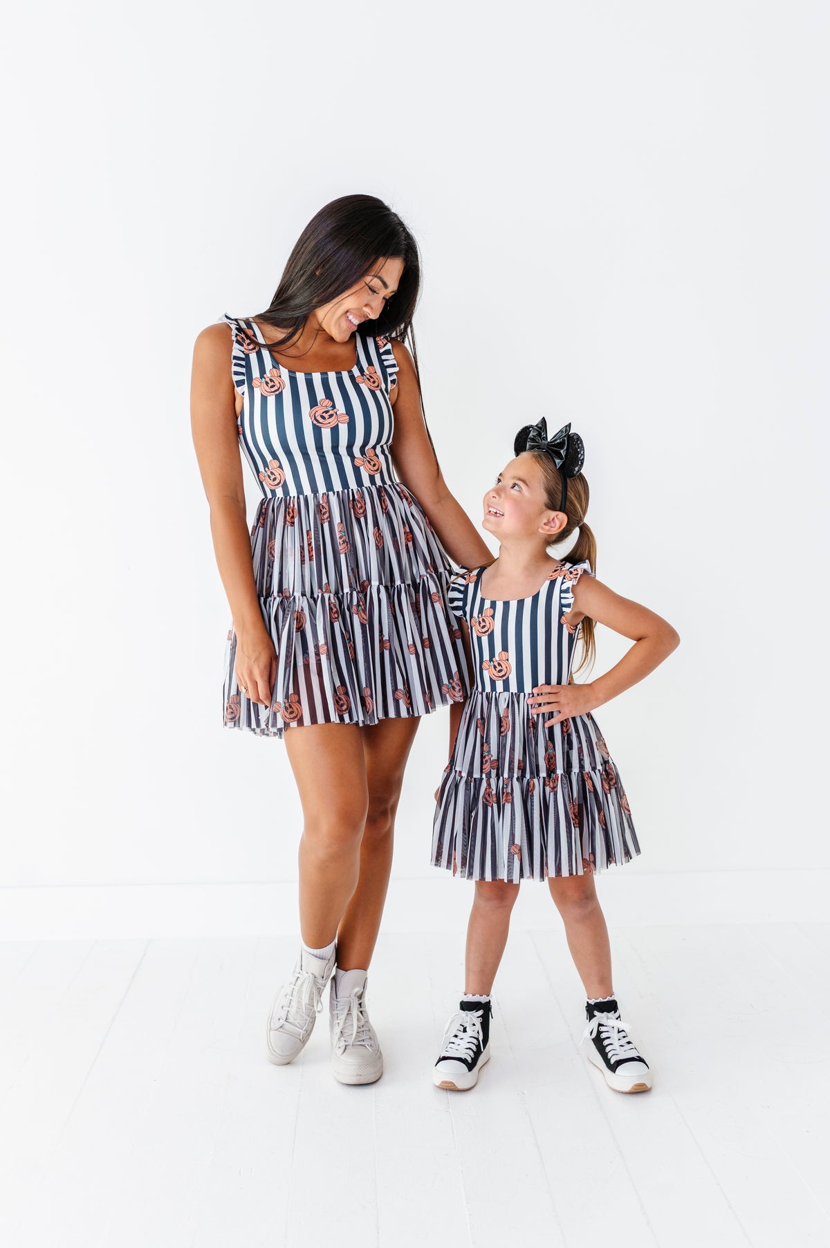 Striped Mickey Pumpkin | ADULT Ruffle Mesh Dress