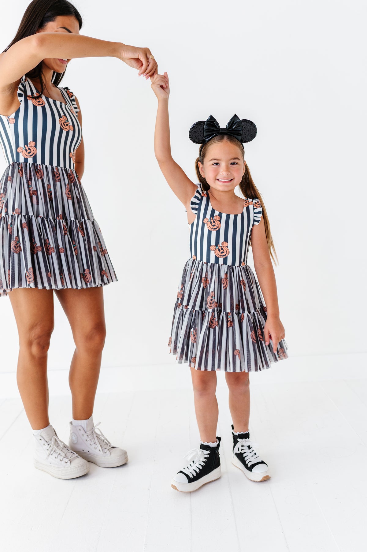 Striped Mickey Pumpkin | ADULT Ruffle Mesh Dress