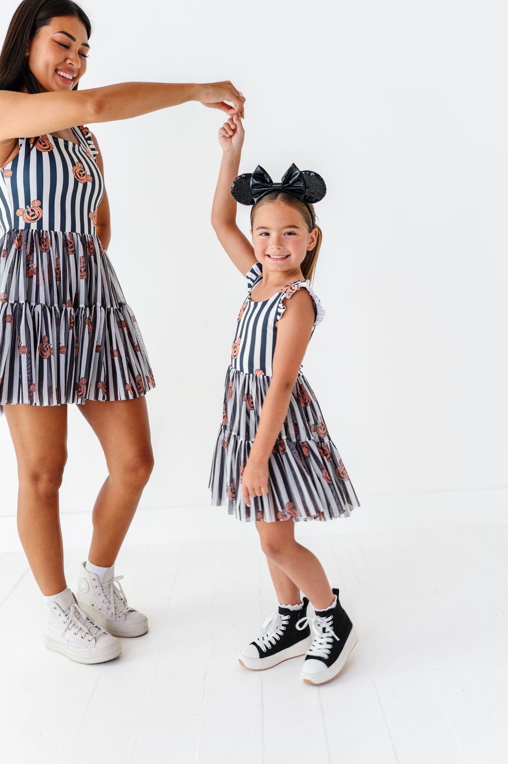 Striped Mickey Pumpkin | ADULT Ruffle Mesh Dress