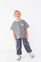 Peace-Out Ghost | Stripes Boxy Tee