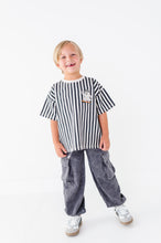 Load image into Gallery viewer, Peace-Out Ghost | Stripes Boxy Tee