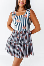 Striped Mickey Pumpkin | ADULT Ruffle Mesh Dress