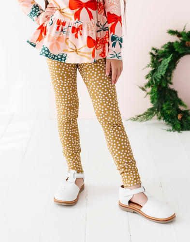 Gold Dottie | SLIM Ruffle Leggings