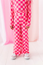 Load image into Gallery viewer, Hot Pink Check | Wide Leg Ribbed SET