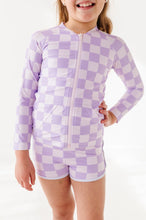 Load image into Gallery viewer, Violet Check: RASHGUARD ZIP-UP *SHIRT ONLY!*