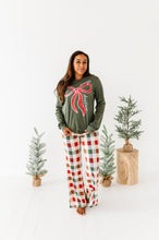 Load image into Gallery viewer, RED BOW (GREEN SHIRT) | Adult Long Sleeve Tee