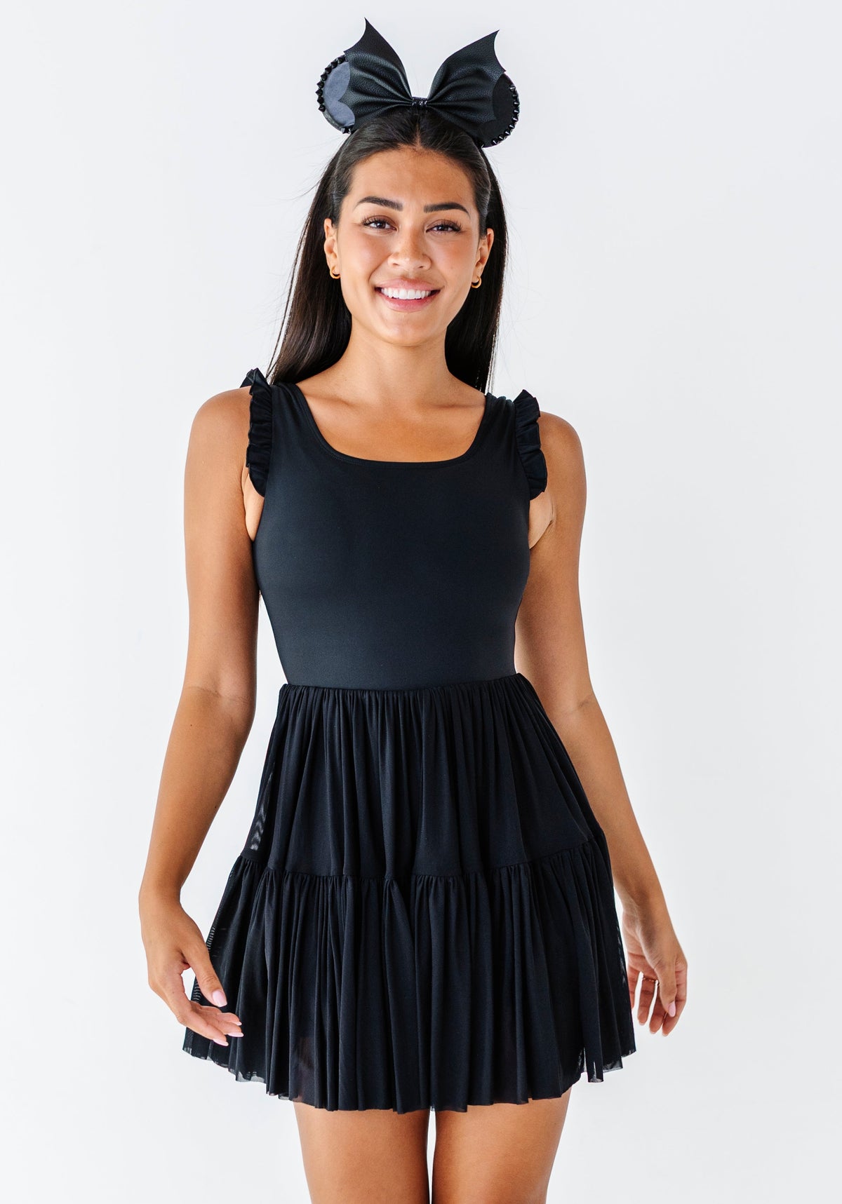 Solid Black | ADULT Ruffle Mesh Dress