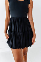 Solid Black | ADULT Ruffle Mesh Dress