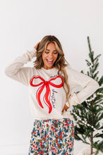 Load image into Gallery viewer, RED BOW (CREAM SHIRT) | Adult Long Sleeve Tee