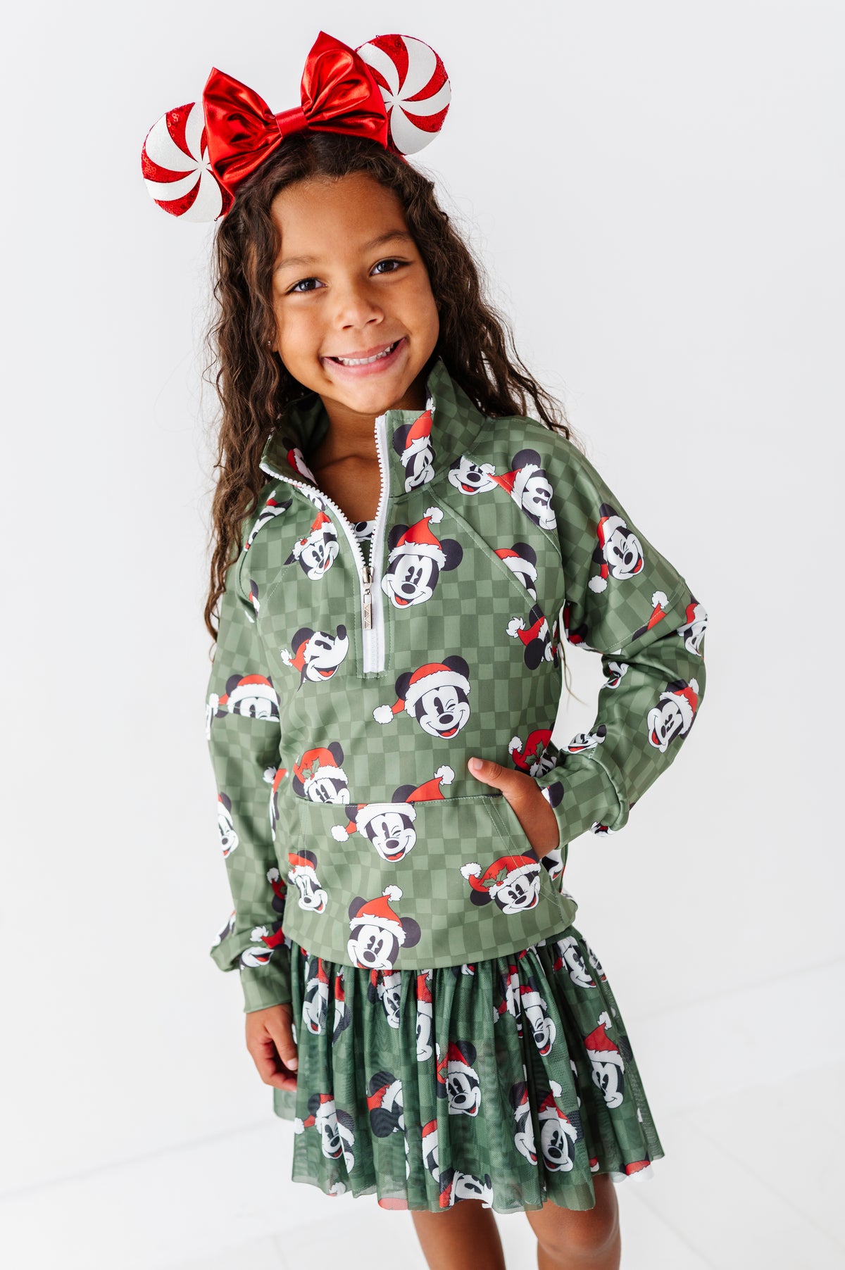 Mickey's Evergreen Check | KIDS 1/4th ZIP