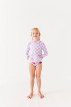 Load image into Gallery viewer, Violet Check: RASHGUARD ZIP-UP *SHIRT ONLY!*