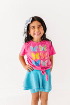 Butterflies | Pink Vintage Front-Tie Tee