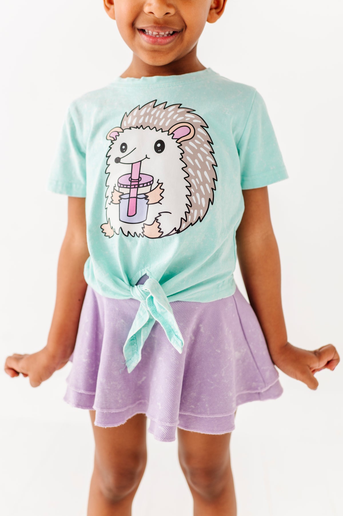 Hedgehog | Mint Vintage Front-Tie Tee