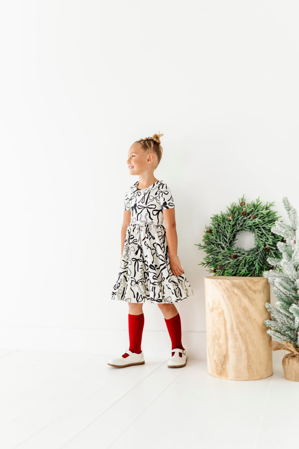 Cream Preppy Bow | Collard Twirl Dress