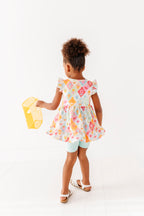 Fruity Floral | Double Ruffle Peplum