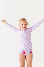 Load image into Gallery viewer, Violet Check: RASHGUARD ZIP-UP *SHIRT ONLY!*