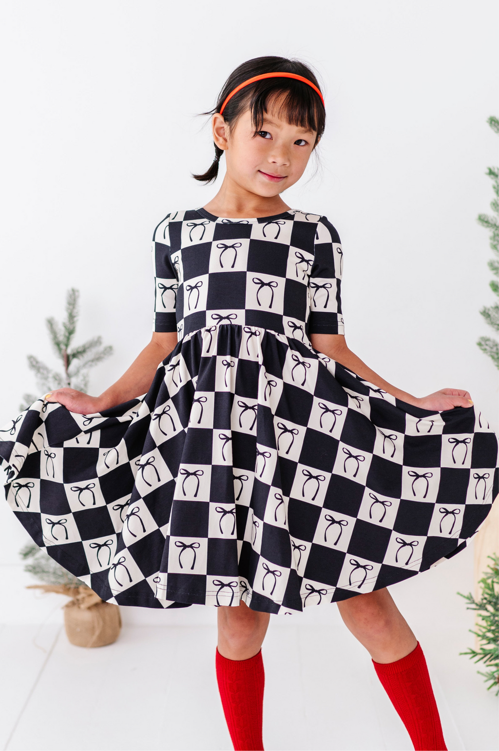 Checkered Bow | Scoop Back Dress