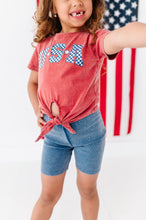 Load image into Gallery viewer, RED ‘USA’ Check | Girls Tie-Front Shirt